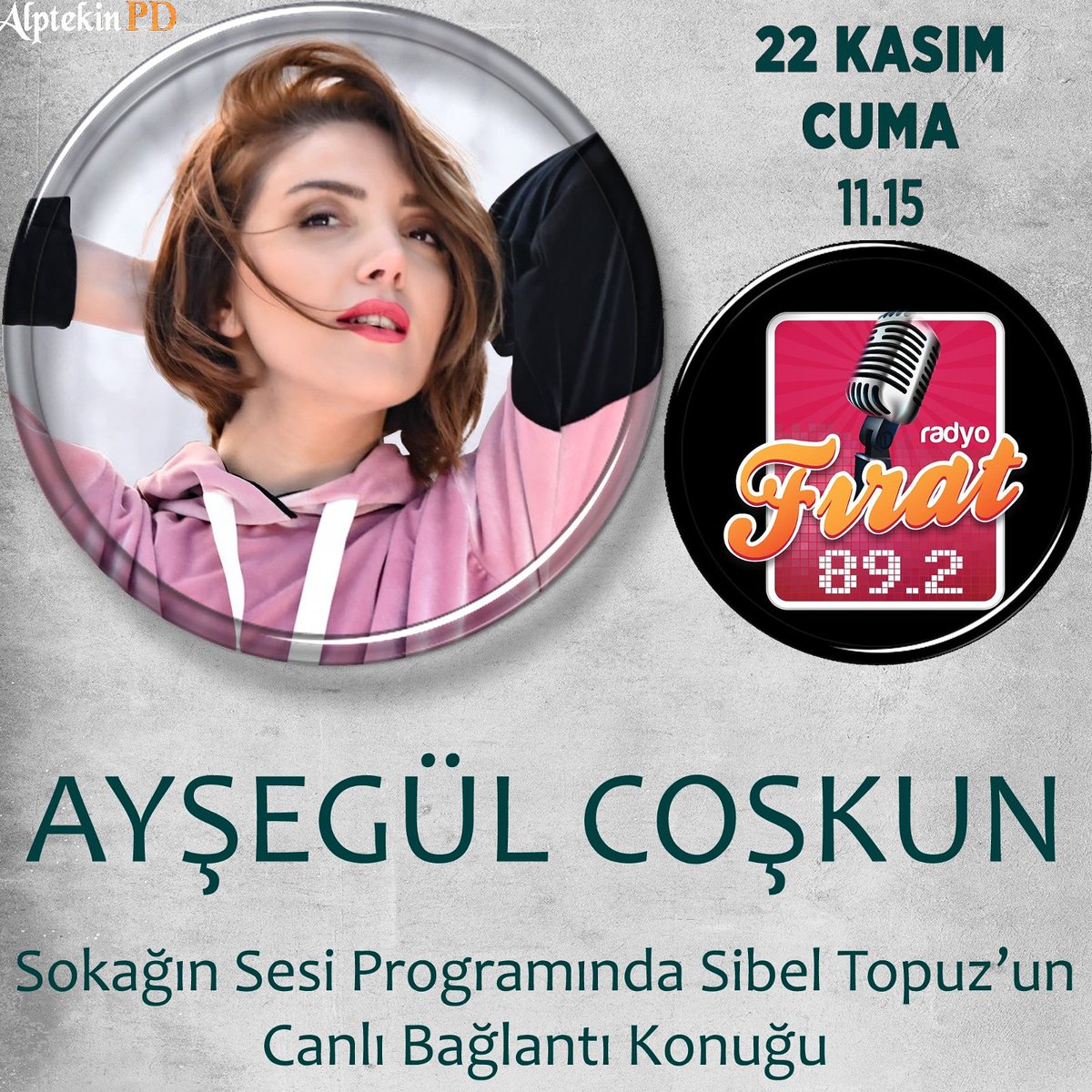 Ayşegül Coşkun 22 Kasım Cuma Günü Saat 11:15'te Radyo Fırat Sokağın Sesi Programında Sibel Topuz'un Canlı Telefon Bağlantı Konuğu Olacak Sakın Kaçırmayın... <a href="/AysegulMusic/">Ayşegül Coşkun</a> @orman_maruf <a href="/radyofirat1/">Radyo Fırat</a> <a href="/sibeltopuz/">Sibel Topuz</a>.st <a href="/cenkleyoklama/">Cenk ALPTEKİN</a>