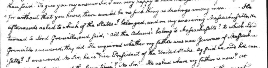 GwenFries's tweet photo. JQA's Dec. 1795 meeting with George III is everything you could want and more.
"He enquired whether my father was now Governor of Massachusetts? I answered No Sir, he is Vice President of the United States." 
*MIC DROP* https://t.co/blRUXdYR3N