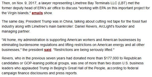 The refinery entered into a $700 million settlement with EPA in 2011 to resolve alleged air pollution violations. It closed the following year and is now owned by a ArcLight Capital Partners, a private equity firm with ties to Trump.  https://www.cnbc.com/2017/11/02/here-are-the-29-business-leaders-headed-to-china-with-donald-trump.html 3/6