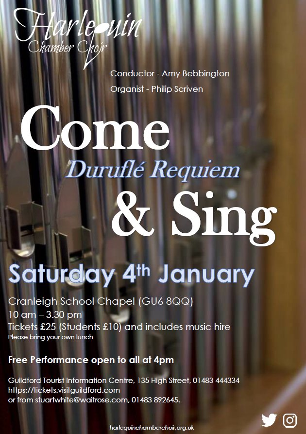 Hi @singingworkshop, any chance of an RT for our Duruflé Requiem Come & Sing on January 4th in #Cranleigh? #choralhour