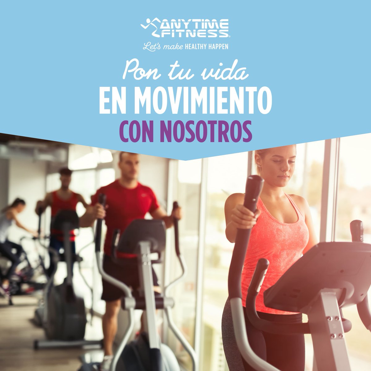 AnytimeFitEsp's tweet photo. El primer paso ya lo has dado: apostar por un estilo de vida saludable. ¿Qué tal si lo haces de la mano del líder mundial del #fitness? 💜💪👫👬👭 
#AnytimeFitness #FelizJueves #EntrenaTuVida #Gym #Fitness #GymMotivation  #gimnasio #gym #entrenamiento #training #personaltrainer https://t.co/kkgBZj3vGh
