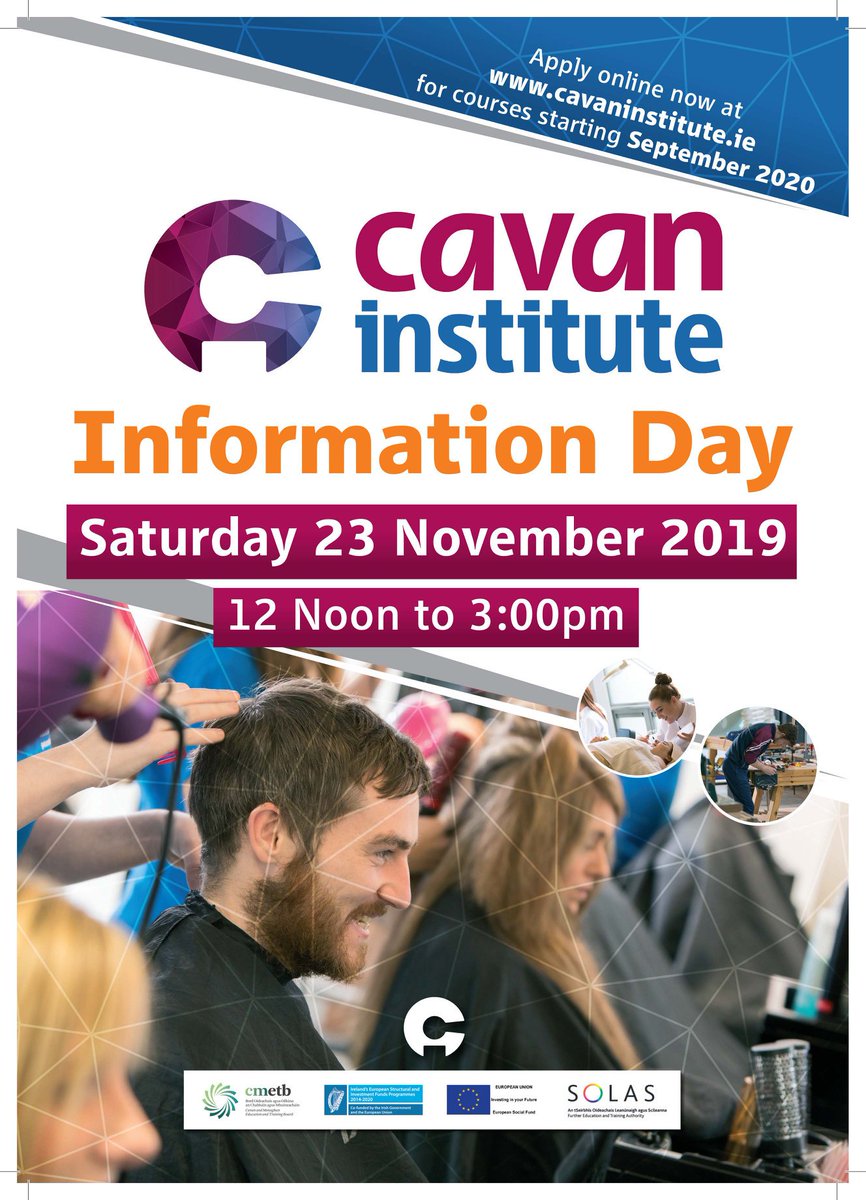 CavanInstitute's tweet image. Information Day is a great opportunity to come in &amp;amp; meet with tutors to discuss course details. We offer over 70 courses from a great variety of disciplines.

#FurtherYourEducation at Cavan Institute
Visit cavaninstitute.ie for more details
Saturday from 12-3pm. All welcome