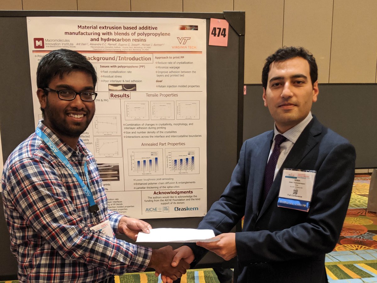 Arit Das of <a href="/BortnerLab/">Bortner Lab</a> was selected to receive a Travel Award for the Next-Gen Manufacturing Topical Conference at the 2019 AIChE Annual Meeting.  Great job Arit! #AIChEAnnual <a href="/VT_ChE/">Virginia Tech ChE</a>