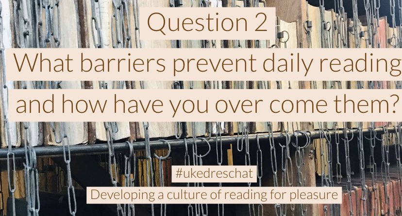 Teacherglitter's tweet photo. Question two is here to highlight reasons daily reading drops off the agenda. How do you ensure this doesn’t happen in your setting? #ukedreschat https://t.co/KNxJeYo7MT
