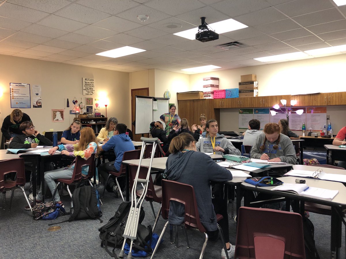 Tutorial Thursday at Medlin Middle School working out student’s POCs or points of confusion in AVID. You can literally hear the brain juices flowing. Thank you awesome AVID students, AVID tutors and Ms. Davis.
