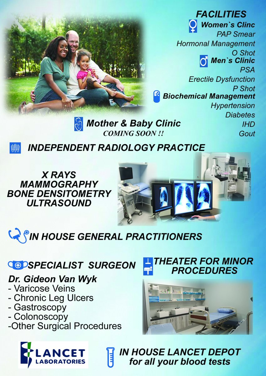1AdvanceMedical's tweet image. #advancemedicalcentre @1AdvanceMedical #bonedensitytest #lungfunctiontest #radiologoy #ultrasound #paulshof #bryanston #sandton #medical #clinic #drwalterward #drgidenvanwyk #drjohanschutte