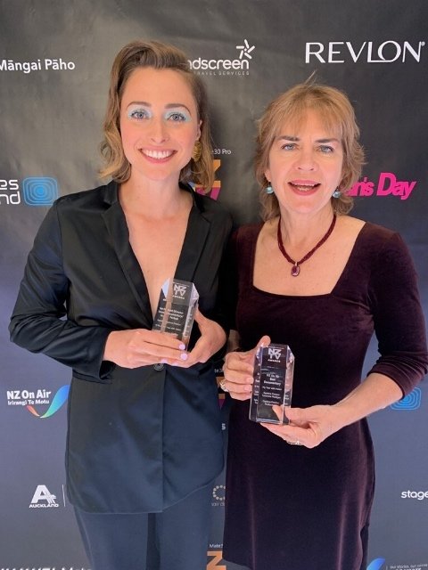 stitoki's tweet photo. Two big wins for My Year With Helen at TV Awards: Best Documentary and Best Director documentary/factual Gaylene Preston. Awards collected by Chelsie Preston Crayford and co-producer Catherine Madigan. @HelenClarkNZ https://t.co/mWYm6iAcSH