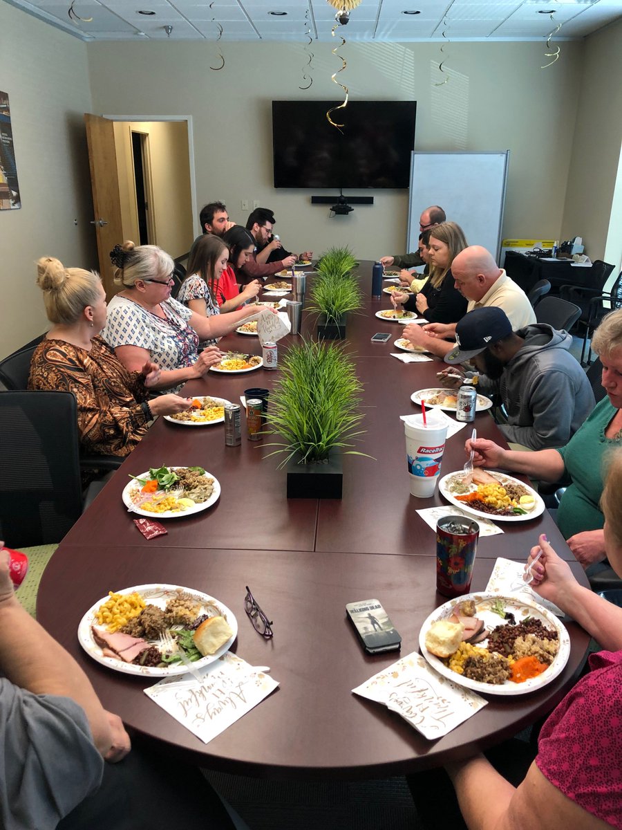 GeoEngineersInc's tweet photo. Every year our Baton Rouge office shares a #Thanksgiving feast before the holiday. It's a tradition that has continued from the early days when the firm was still Capozzoli and Associates. Yesterday the office gathered once again to give thanks around some good food! #GiveThanks https://t.co/8d8Uy4Lecs