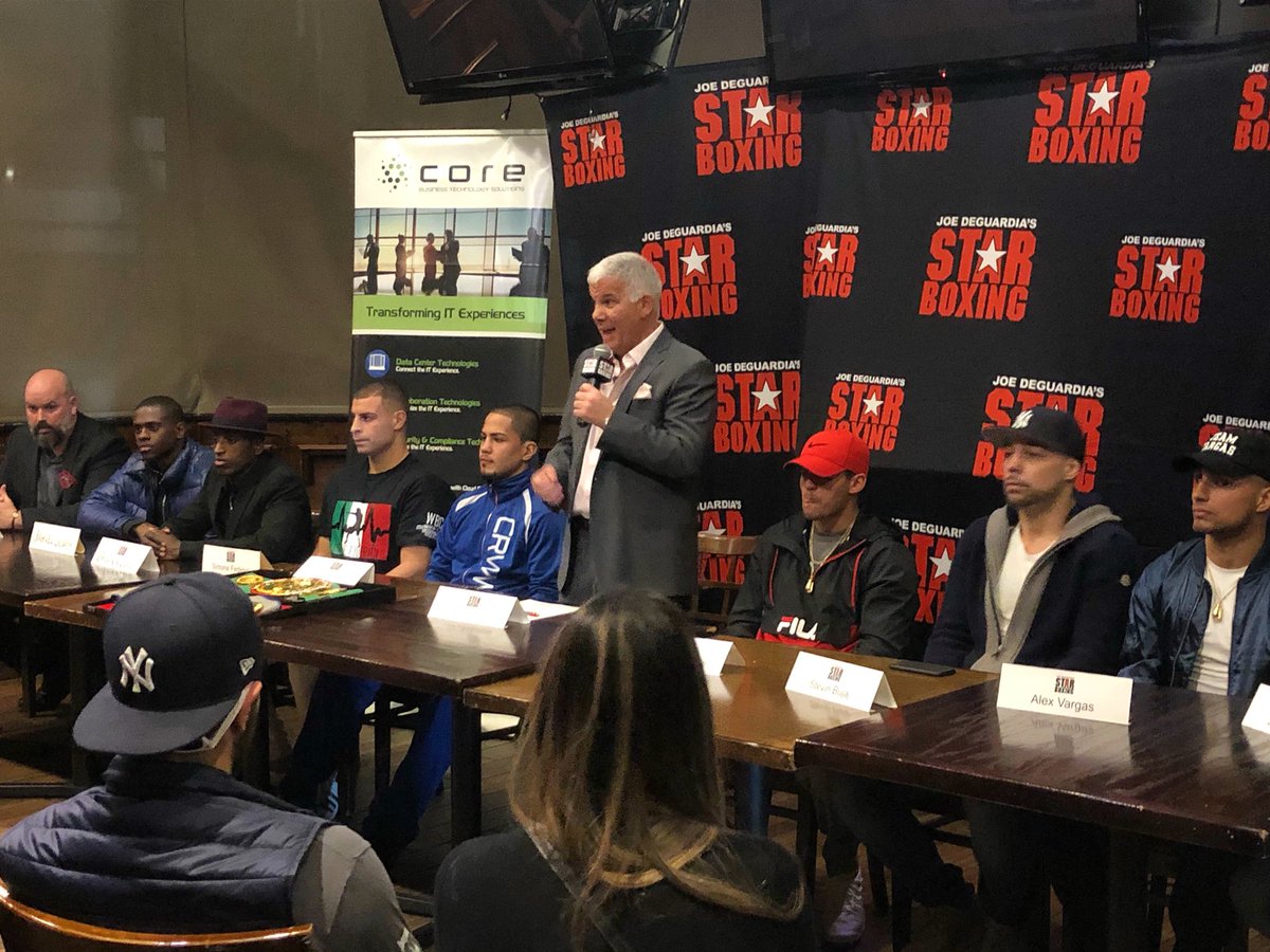 fightnightlive_'s tweet photo. PRESSER for SATURDAY! We are back with @StarBoxing at @TheParamountNY on #LongIsland as #FIGHTNIGHTLIVE Season III continues, free on #Facebook! #Boxing⁠ #MMA #LinacreMediaEvents #LinacreMediaOnTV 🎤👊💥💪🔥🎥📺 @Woodsy1069 @XavierPorter227 @AmberKountz https://t.co/Fnk3bMzMiY