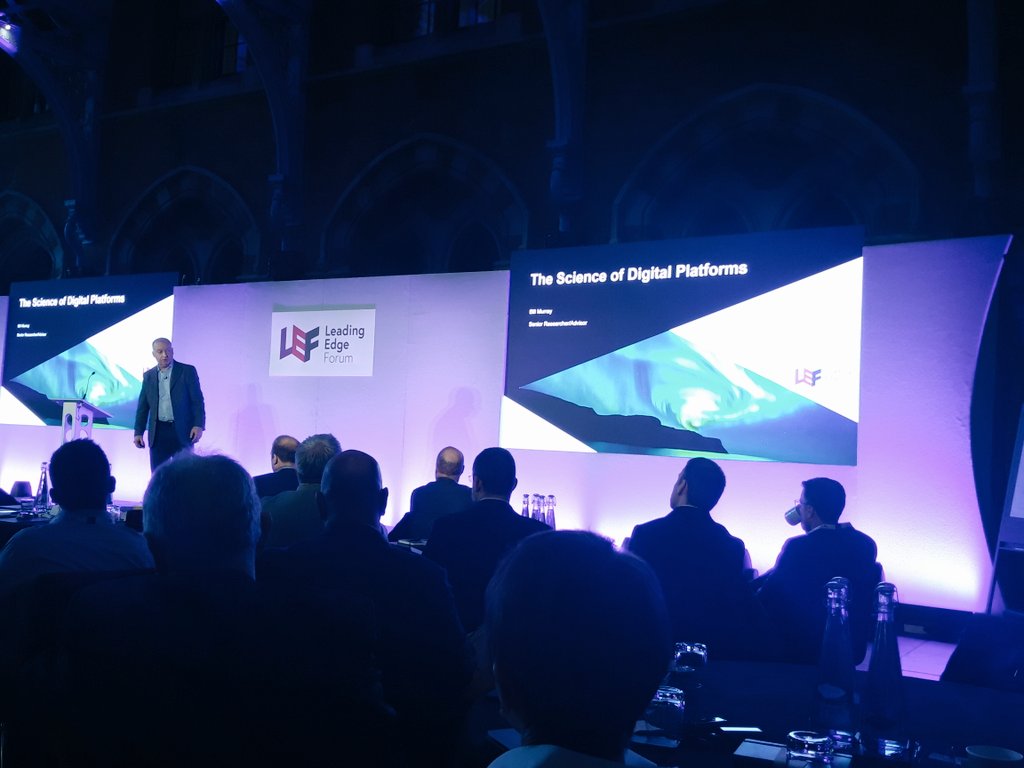 ElineCMC's tweet photo. "Digital platforms were things we built, now they're environments for change" and more - Heard today in London at a presentation of Leading Edge Forum @lefep #LEFForum Thank you @dmoschella for inviting me to spend an inspiring day https://t.co/PI4mM4I6sy