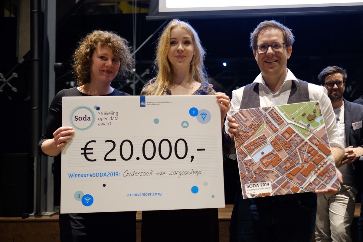 Opendatanl's tweet photo. Dit zijn ze dan: de winnaars van #SODA2019 van het Onderzoek naar 'Zorgcowboys', uitgevoerd door @pointer_kroncrv, @ReporterRadio1 en @FTM_nl. Lees meer over dit baanbrekende onderzoek in bijgevoegd artikel en juryrapport: https://t.co/m9eb3upG0C https://t.co/huSjeSHdkY