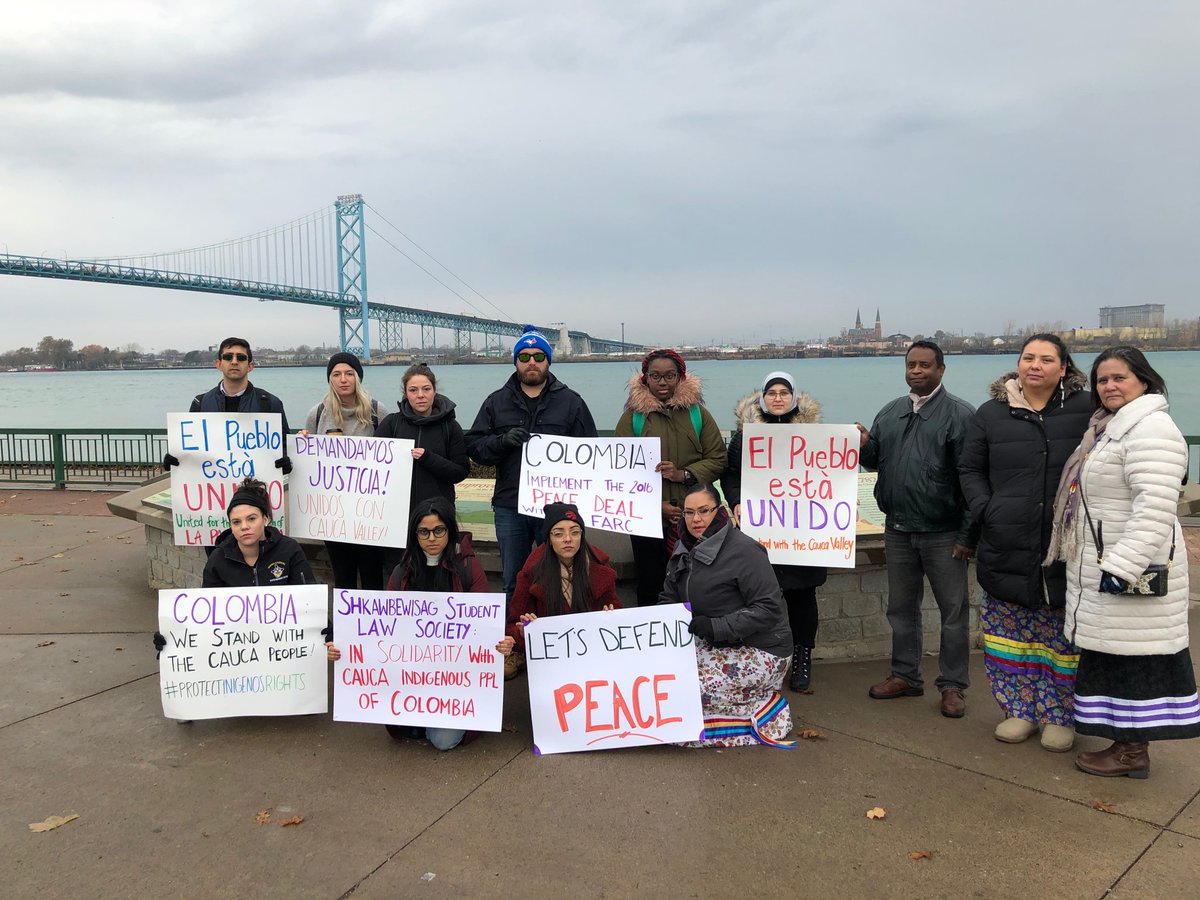 bevisiting's tweet photo. I am very proud of our @WindsorLaw students especially Shkawbewisag Student Law Society for organizing and participating in the Walk Out today to support the actions taken today by Indigenous Peoples of Colombia to end genocide against those protecting lands &amp; territories!! https://t.co/WVRN0WYloA