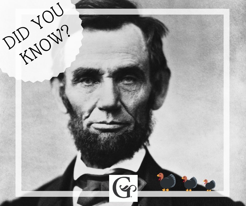 MHorebGrandStay's tweet photo. The countdown to Thanksgiving has begun! DID YOU KNOW, it was President Abraham Lincoln who named Thanksgiving an Official National Holiday. 
.
.
Thanks, Abe! 🦃 https://t.co/1aXz9sQ5Ho