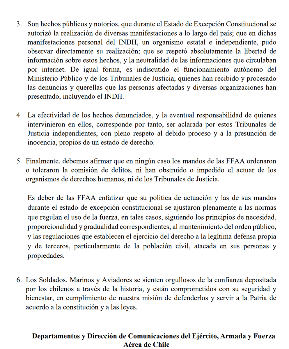 RevCaminando's tweet photo. Sigue la crisis gobernante entre @Ejercito_Chile @FACh_Chile @Armada_Chile con @GobiernodeChile tirándose la pelota por informe @amnistiachile y @CIDH por violación de DDHH

#RenunciaPiñera #Asesinos #ChileEnDictadura #Chile #ChileEnCrisis #ChileViolaLosDerechosHumanos https://t.co/bw9vfXePL6