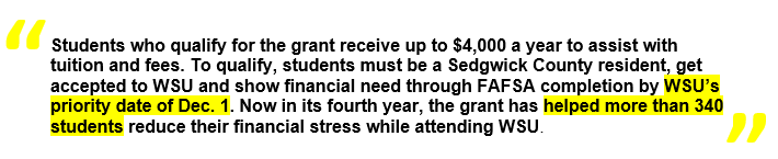 wheatweet's tweet photo. 📢Sedgwick County Students/Parents! Time is running out to be considered for the Sedgwick County Access Grant offered by our @shockerfinaid team! Be sure to complete/submit FAFSA and apply for admission to @WichitaState by Dec. 1. ℹ️: https://t.co/TQEukiRG4B https://t.co/pwYED01v9U