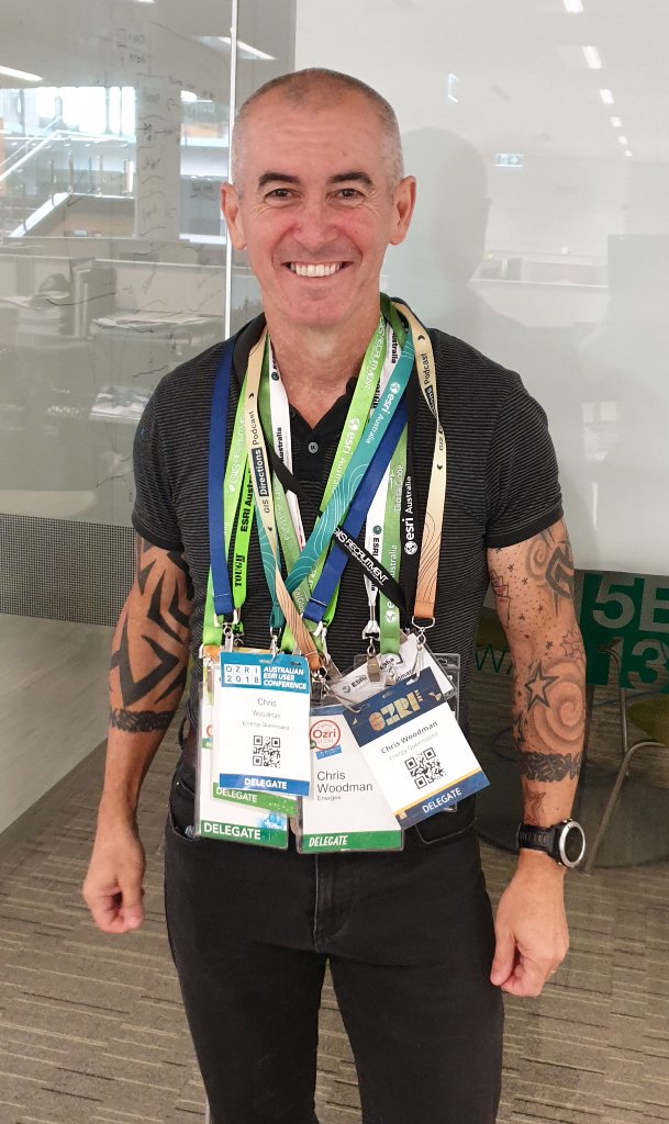 esriaustralia's tweet photo. Chris Woodman, a GIS Data Specialist from Energy Queensland, attended his first #Ozri in 2005 and has been to all but a couple of our user conferences ever since. His collection of Ozri lanyards usually hangs on the side of his desk. We appreciate your dedication to Ozri Chris! https://t.co/VsuJAAHiM3
