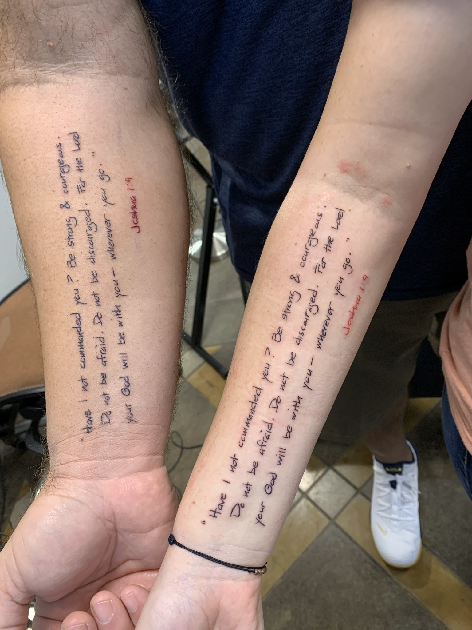 Miles Garett Watson on Twitter: miles-garett-watson-on-twitter-my-daughter-and-i-did-a-thing-we-share-a-life-verse-joshua-1-9-my-first-tattoo-at-age-49-she-wanted-to-use-my-handwriting-the-doc