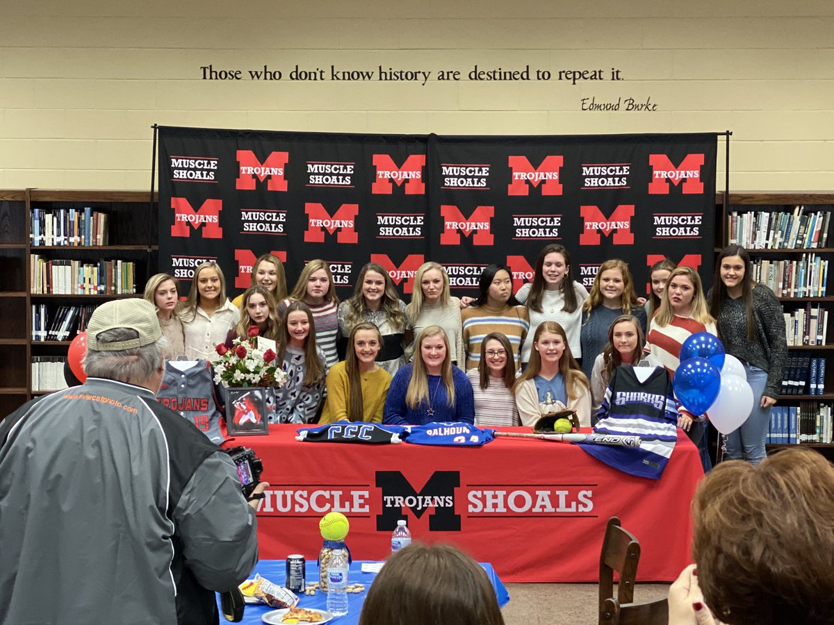 T_Stonecipher's tweet photo. It’s finally official! @madelyn_s1 is a @HounSoftball Warhawk!!! @FoxSportsShoals https://t.co/W9PKzUMjYQ