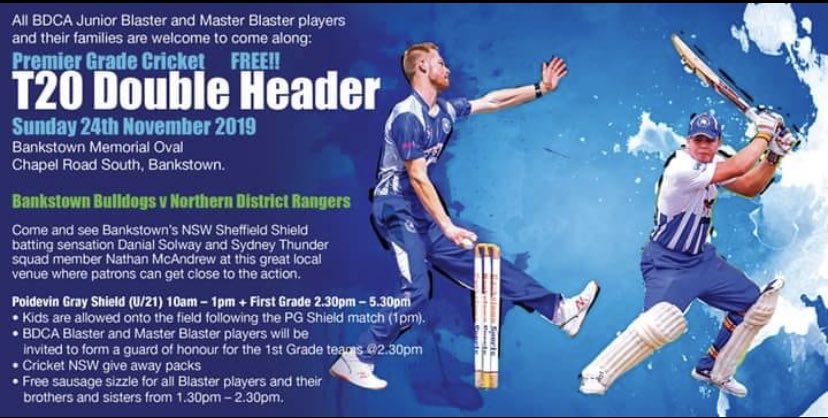 Daniel Solway (@danielsolway) on Twitter photo A great opportunity for the <a href="/woolworths/">Woolworths</a> cricket blast participants to be involved in the inaugural Bankstown Cricket Blast club day at Bankstown Oval this Sunday! A reminder will also be made at tomorrow morning’s cricket blast centre! #playcricket A great opportunity for the <a href="/woolworths/">Woolworths</a> cricket blast participants to be involved in the inaugural Bankstown Cricket Blast club day at Bankstown Oval this Sunday! A reminder will also be made at tomorrow morning’s cricket blast centre! #playcricket