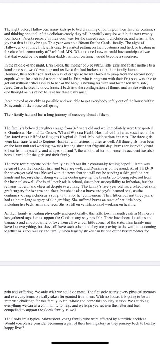 Jennalil19's tweet photo. @Thesupercole &amp; @SavannahSoutas Thank you for using your platform to spread the word of Jesus and give back to those in need. This Halloween a family in my community experienced a horrible tragedy. I attached their story. It would mean the world if you could help me help them ❤️ https://t.co/VN0FnR72o4