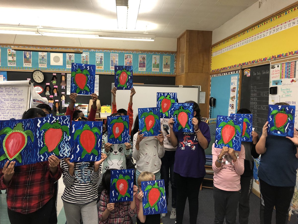 maryfernando29's tweet photo. The Sea Turtles were a two day step by step Activity for our creative friends in the Grade 4 Young People’s Art Club! #afterschoolfun #acrylicart https://t.co/jmzQ4mMdp7