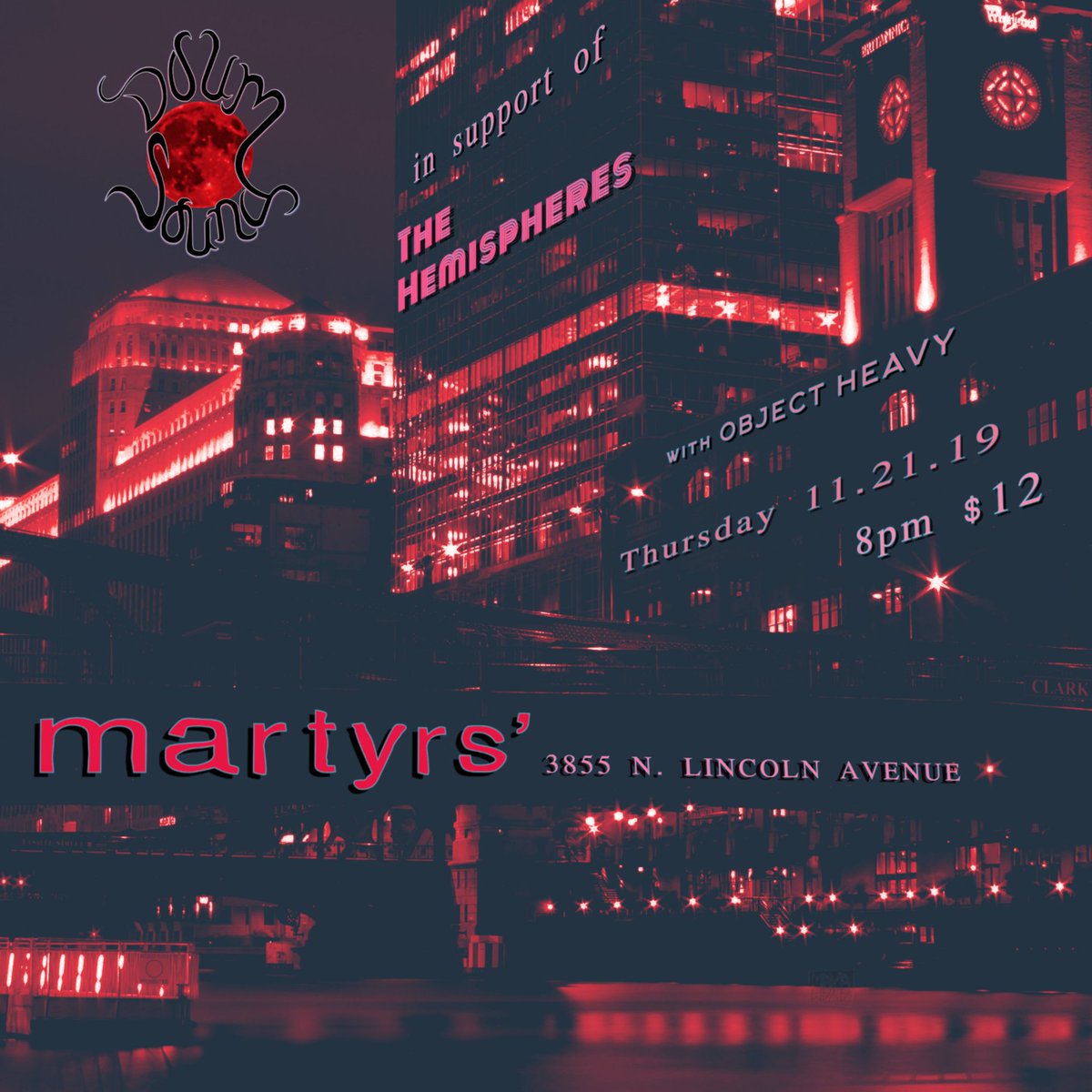 We're back at it <a href="/martyrslive/">Martyrs'</a>
tonight for some fun
w/ <a href="/hemisphereschi/">The Hemispheres</a> 🔥
&amp; <a href="/ObjectHeavy/">ObjectHeavy</a> 🔥
It's gonna be
#GrooveRoots meets
🎶soul, RnB, and funk 🎶
🚀
See ya in a bit...