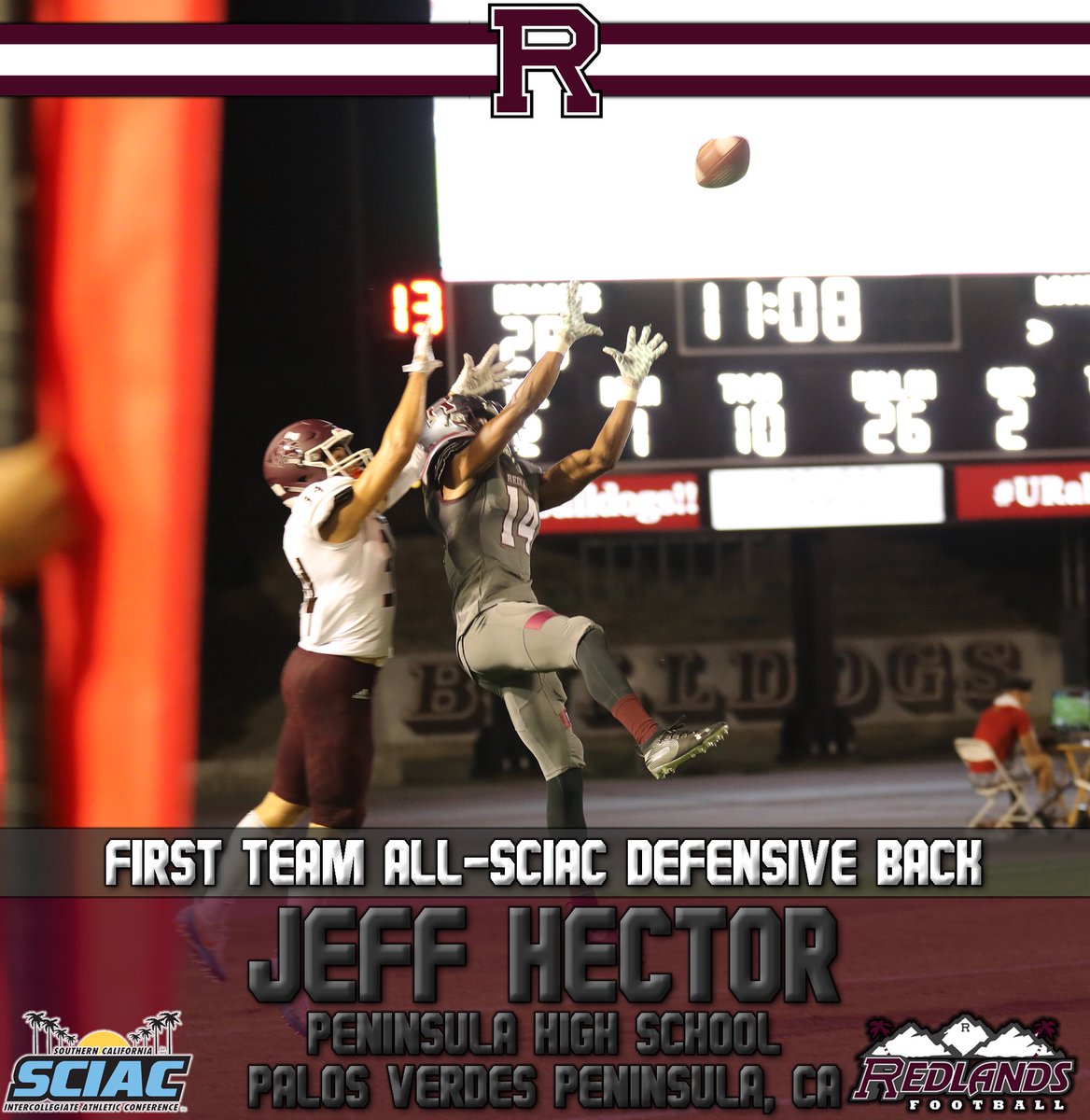 UofR_Football's tweet photo. Congratulations to Jeff Hector for being named 1st Team All ⁦⁦⁦@theSCIAC⁩ Defensive Back!! https://t.co/U2oNhE3IVv