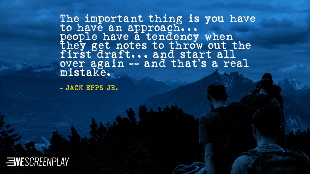 WeScreenplay's tweet photo. Evolve your script, don't erase it.
#screenwriting #writing #quote #jackeppsjr https://t.co/O57N5vhVe2