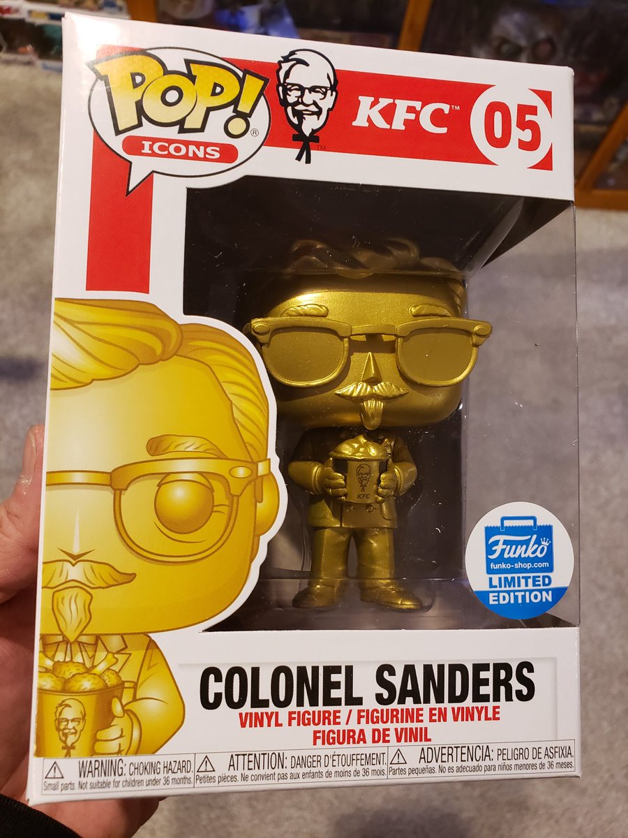 MileHighPopHunt's tweet photo. Ok, this thing is cluckin' awesome! Nice work @OriginalFunko & @kfc! #ItsFingerLickinGood #KFC #ColonelSanders #MyFunkoStory #PopTee #GeorgiaGold #FunkoFanClub https://t.co/hwRN1kSJEB