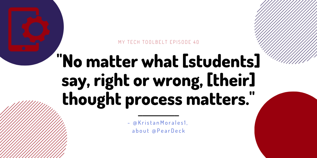 MyTechToolbelt's tweet image. We loved this quote from @KristanMorales1 in this week&apos;s episode! @PearDeck really empowers students to find their own voice. To hear the full interview, click here: bit.ly/mtt040 🍐

#edtech #edtechpodcast #peardeck #edtechchats #edinspo #teacherinspo #digitaled