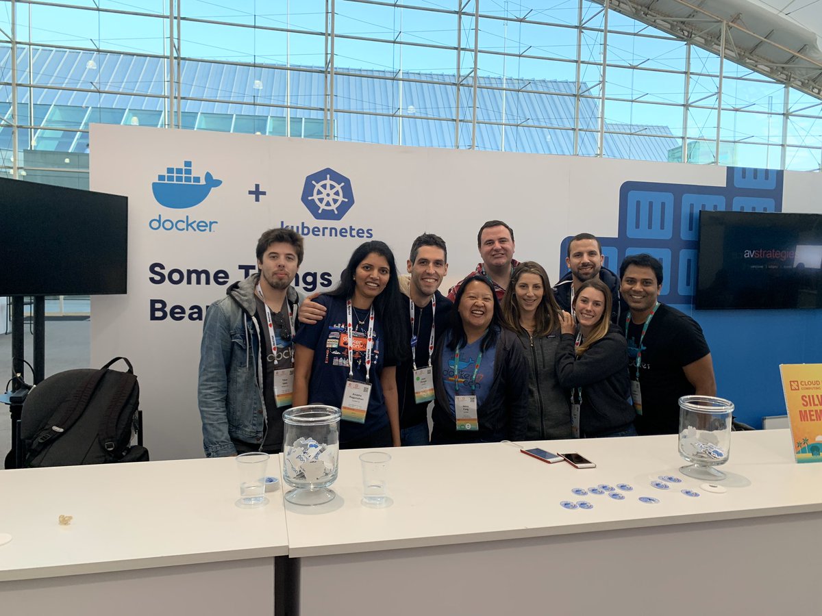 And it’s a wrap! Final standing crew.
Thanks everyone who stopped by our booth. See you all next year. @Docker #kubecon #kubecon2019