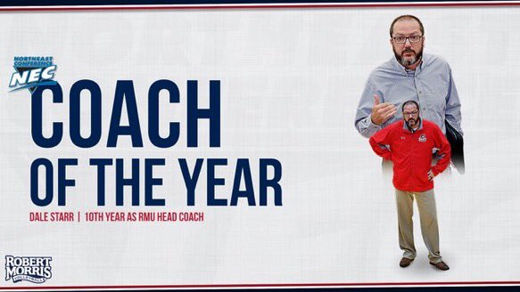 🔹 25-4 overall, 15-1 NEC
🔹 First NEC regular-season championship since 2008
🔹 Picked to finish fifth in the NEC Preseason Coaches' Poll

For the first time in his career, <a href="/DaleStarr4/">Dale Starr</a> is the <a href="/NECsports/">Northeast Conference</a> Coach of the Year! 🏆

#ColonialPride 🔵🏐🔴 #RMUVB