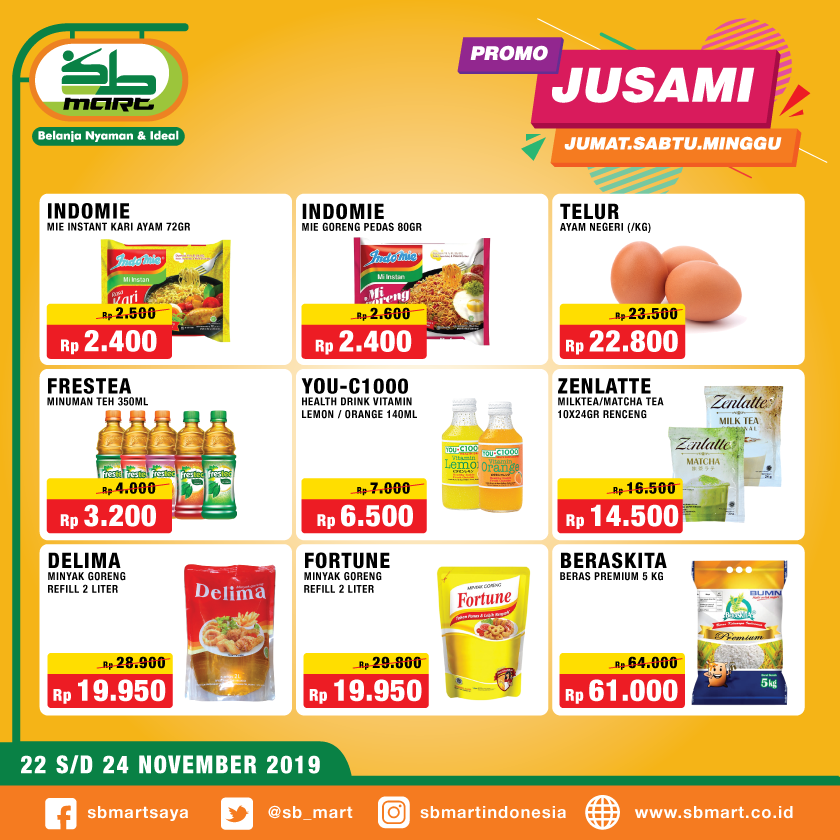 sb_mart's tweet photo. Ini dia item-item promo JUSAMI minggu ini!
segera kunjungi SBMart terdekat dan penuhi kebutuhan keperluan anda.
Selamat Berbelanja!! Info kemitraan:

0852 2009 9897
0857 2027 2055
==========
==========
#SBMart #belanjanyamandanideal #minimarketlokal #ritelsyari #ritelislami https://t.co/ehPEzXcMTQ