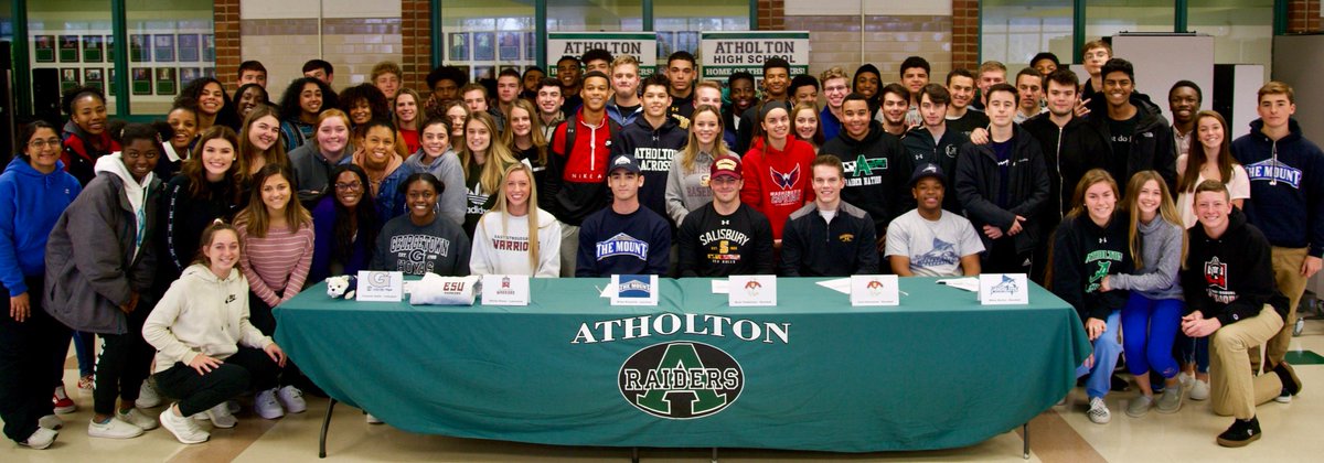 Brent Kennedy (@bkhocosports) on Twitter photo Atholton athletes Chanelle Smith (<a href="/HoyaVolleyball/">Georgetown VB</a>), Olivia Chory (<a href="/esulacrosse/">ESU Lacrosse</a>), Nolan Krasnick (<a href="/Mount_MLAX/">Mount St. Mary's Men's Lacrosse</a>), Benji Thalheimer (<a href="/SalisburyBB/">Salisbury Baseball</a>), Zach Geesaman (<a href="/SalisburyBB/">Salisbury Baseball</a>) & Mikey Burton (<a href="/VWU_BSB/">VWU Marlins Baseball</a>) celebrated their college commitments Thursday. GALLERY: bit.ly/2Qi3pfk Atholton athletes Chanelle Smith (<a href="/HoyaVolleyball/">Georgetown VB</a>), Olivia Chory (<a href="/esulacrosse/">ESU Lacrosse</a>), Nolan Krasnick (<a href="/Mount_MLAX/">Mount St. Mary's Men's Lacrosse</a>), Benji Thalheimer (<a href="/SalisburyBB/">Salisbury Baseball</a>), Zach Geesaman (<a href="/SalisburyBB/">Salisbury Baseball</a>) & Mikey Burton (<a href="/VWU_BSB/">VWU Marlins Baseball</a>) celebrated their college commitments Thursday. GALLERY: bit.ly/2Qi3pfk