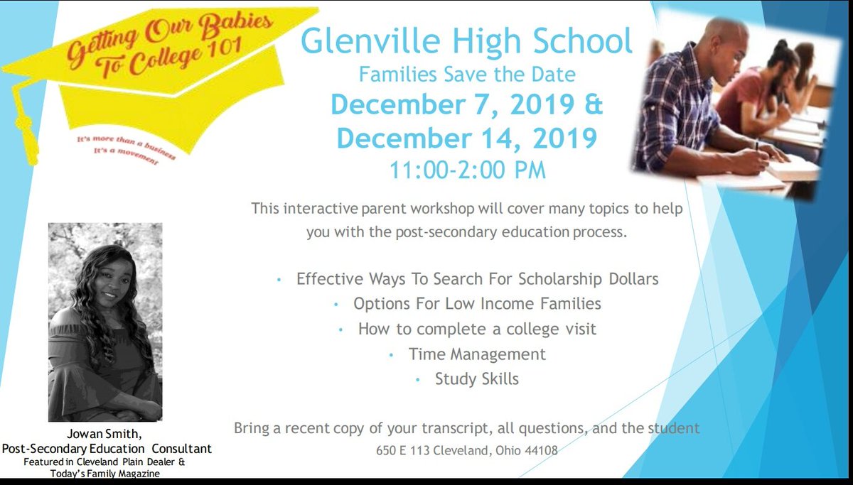We are so excited about the first ever Triple Double event in GOBTC history. Two dates, two sessions each date, and a parent &amp; student session concurrently. Glenville families save the date <a href="/GlenvilleHS/">GlenvilleHighSchool</a> <a href="/CLEMetroSchools/">Cleveland Metropolitan School District</a>