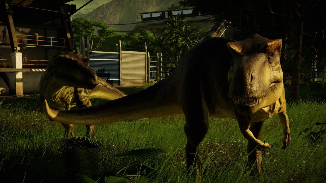 Here is a photo of my two Albertosaurs on Sanctuary Island. #JurassicPark #JurassicWorld #JurassicWorldEvolution #Dinosaur #Albertosaurus #ReturnToJurassicPark #SanctuaryIsland