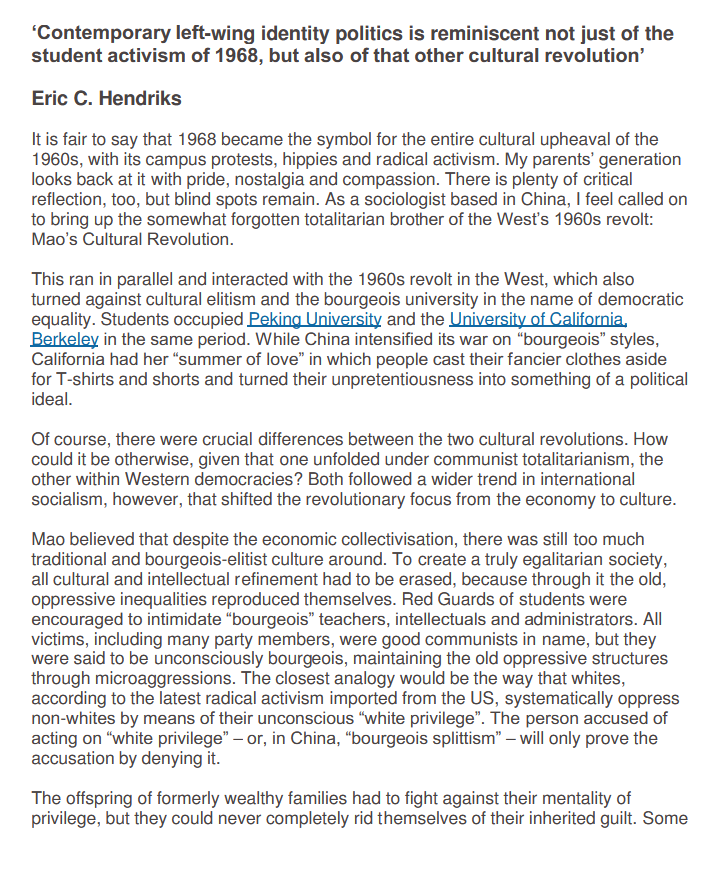 HendrKim's tweet image. In relation to this, we also discussed my little Times Higher Education-essay on the analogies between the 1968 revolution in the West and #Mao's Cultural Revolution and contemporary #intersectionalism. 
academia.edu/36705166/The_s…