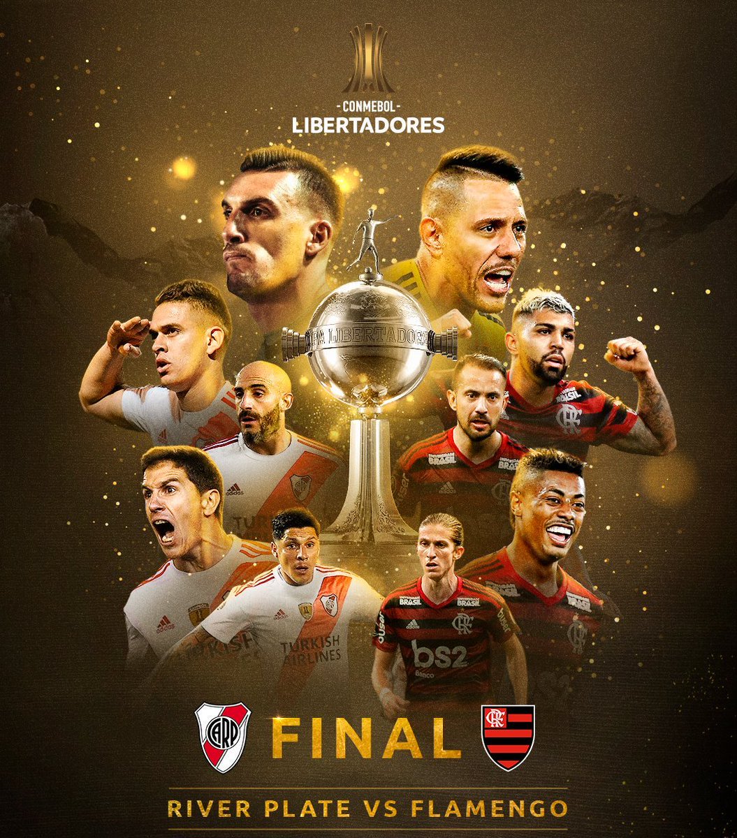 futtmais's tweet photo. A GRANDE FINAL! Quem acertar o placar e os autores dos gols de River Plate x Flamengo, ganha DUAS camisas (importadas) de um dos times.

Para participar:
- Siga o @futtmais e @Futmais_Store
- RT nesse tweet
- Deixe o palpite nos comentários

Leia o regulamento abaixo 👇 https://t.co/acD2bNCtnB