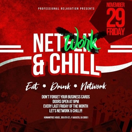 Friday Nov 29th come #NetworkAndChill with the team at @HumanitreeHouse  @djswagg on the 1's & 2's a @MDOT_4daWin #ProfessionalRelaxation premiere event!!
