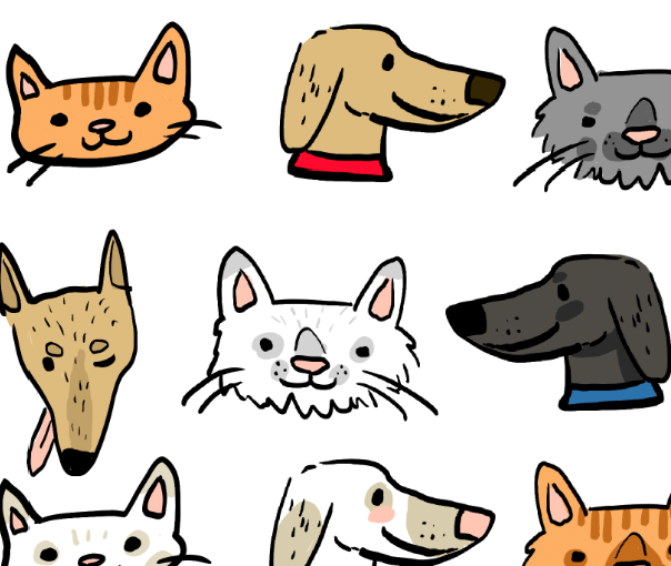 kateanddog's tweet photo. had to throw together some cute last minute stickers for an animal shelter fundraiser. repetitive patterns are relaxing to draw. https://t.co/B8spRWipVf