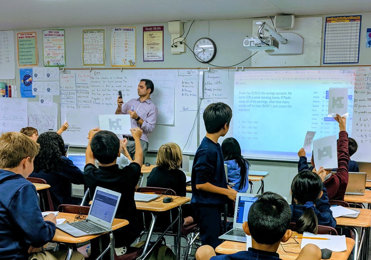 nelliewale's tweet image. Mr. Arslan was using @plickers to bring the fun to his 6th grade math classes today! 🤩 #msasdonaroll #formativeassessment #instantdata #kidsloveit @MathwithMsLewin