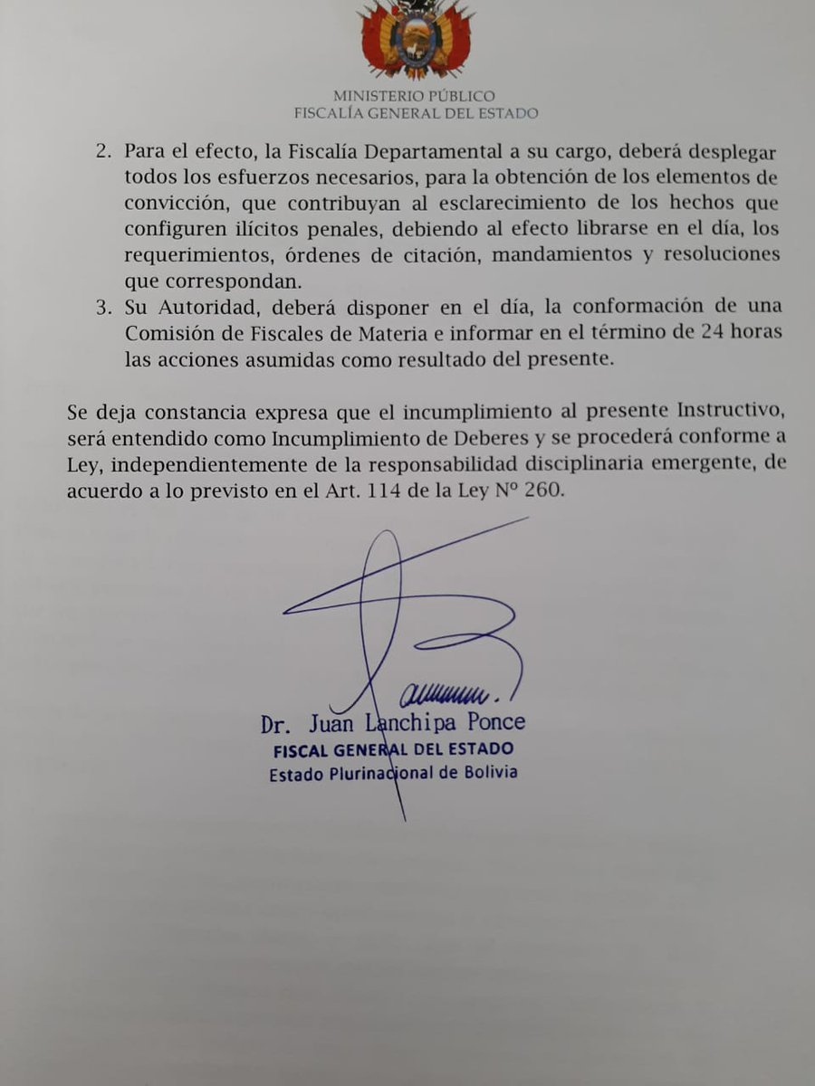 LosTiemposBol's tweet photo. #ÚLTIMO 

Fiscalía instruye investigar de oficio a @evoespueblo, luego de la difusión de un vídeo, en el que el expresidente incita a la violencia y organiza bloqueos. #Bolivia https://t.co/LYzTFiRthg