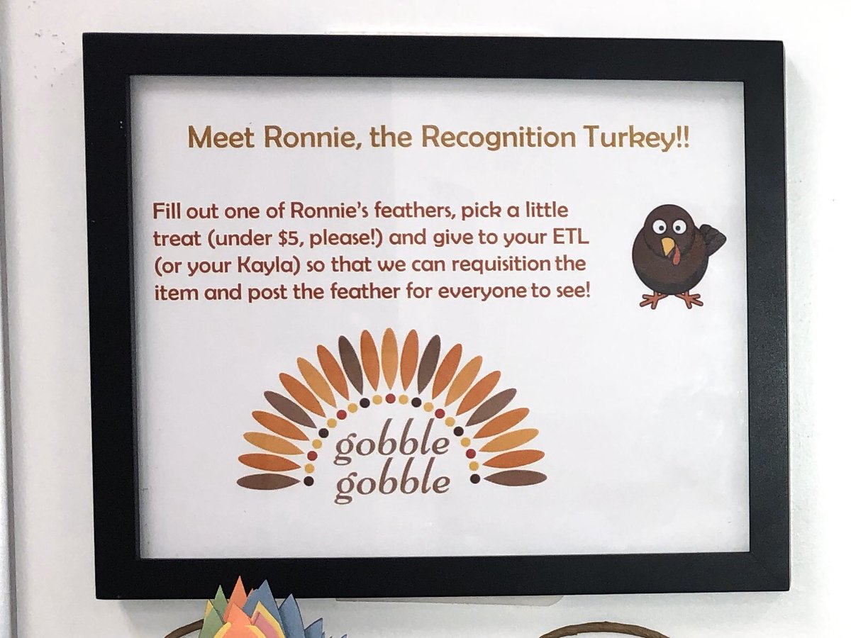 Meet Ronnie, our recognition turkey!! I can’t wait to see the recognition our team has for each other!! ❤️🎯🦃🍁🍂 @Holly_Target <a href="/Wheat6Nat/">Natalie Wheatley</a> <a href="/krembelcakes/">Meghan</a> (Thanks <a href="/MiaRichker/">Mia Richker</a> for helping create this turkey masterpiece!)