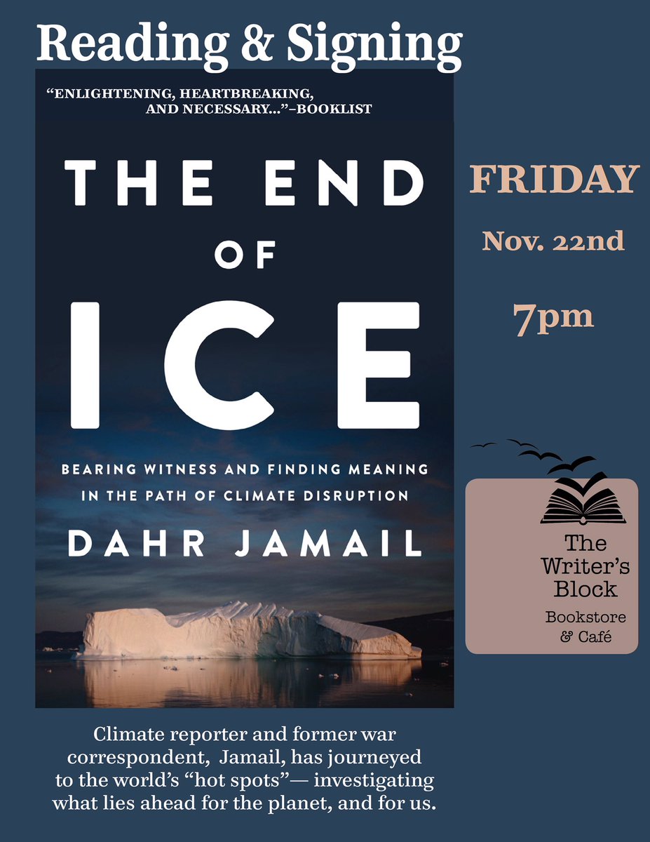 writersblockak's tweet photo. Seriously badass journalist Dahr Jamail in the house tomorrow at 7 pm

Kirkus Review: "A war journalist and mountaineering aficionado chronicles his global travels to witness the stakes of humanity’s greatest battle: the destruction of our planet." #bookreading #ClimateCrisis https://t.co/4yX0niBqVm