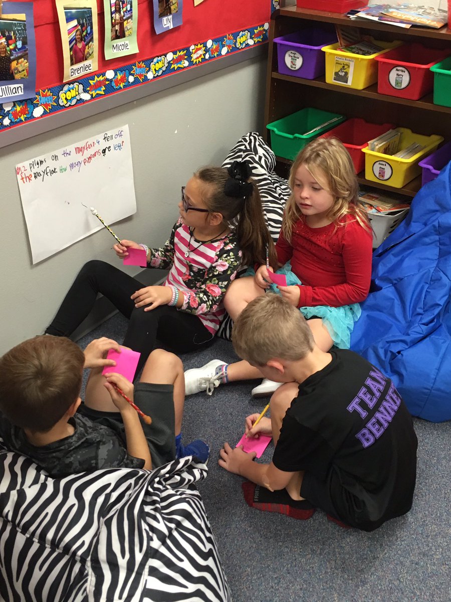 Our Super Firsties have been working hard solving word problems! This week we gave them 2 numbers and a thinking strategy and they created the word problem for their peers! #bearshine <a href="/BennettBears/">Bennett Bears</a>