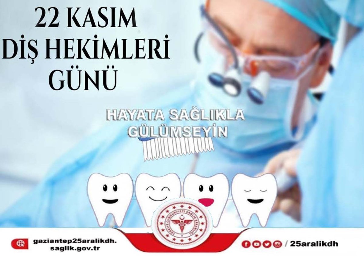 Hayata sağlıkla  gülümseyin. 22Kasım #DişHekimliğiGünü kutlu olsun.

<a href="/saglikbakanligi/">T.C. Sağlık Bakanlığı</a> <a href="/sbkhgm/">Kamu Hastaneleri Genel Müdürlüğü</a> <a href="/halksagligigm/">Halk Sağlığı Genel Müdürlüğü</a> @gaziantepilsaglik