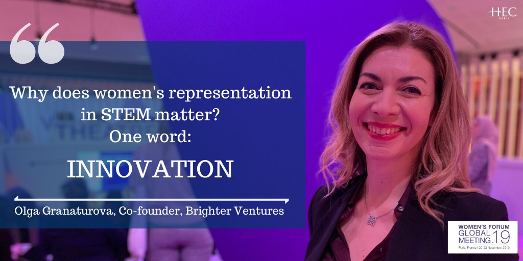 HECParis's tweet photo. Girls have a hard time imagining themselves in #STEM roles. They need exposure to STEM, role models, awareness of career possibilities &amp; societal benefits that a career in this sector can achieve. #WFGM19 @Womens_Forum with Olga Granaturova, co-founder @BRIGHTERorg #women4STEM https://t.co/oQzxgNQr9C