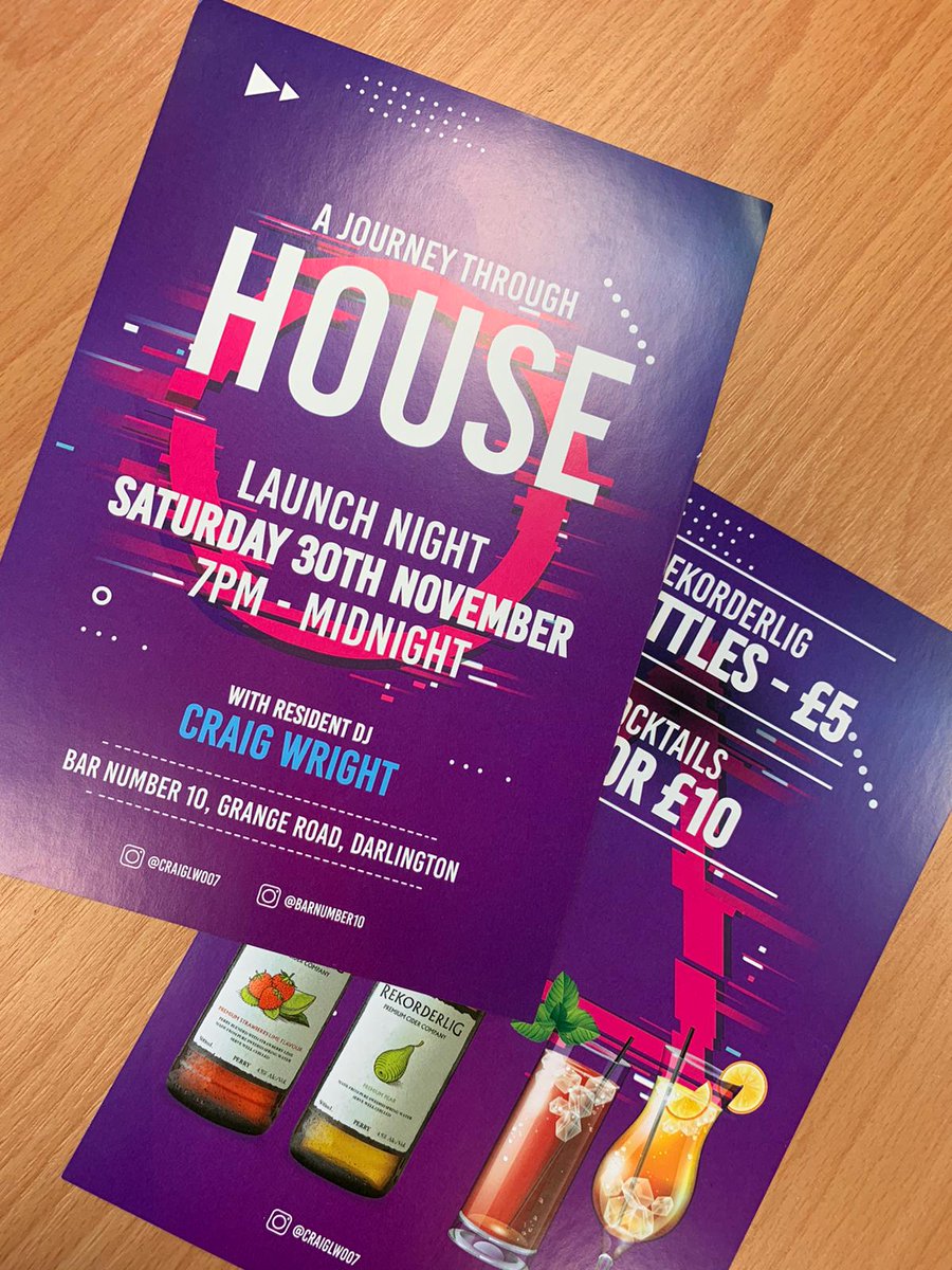 We have recently created these #Flyers for Craig Wright.

An upcoming house music event at Bar Number 10 in Darlington.