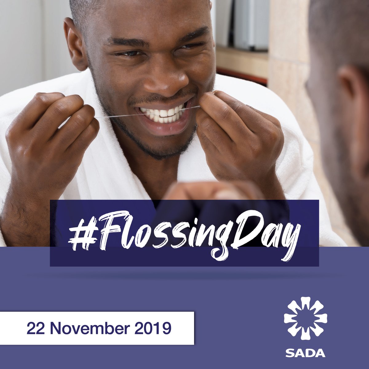 SADentalAssoc's tweet photo. When last did you floss? With today being #FlossingDay, it's important to remember that flossing is just as important as brushing, according to the American Dental Association.
#flossingday #sada #sada19 #dental #dentistry #dentist #teeth #tooth #smile #dentalcare https://t.co/AhaulUyuwd