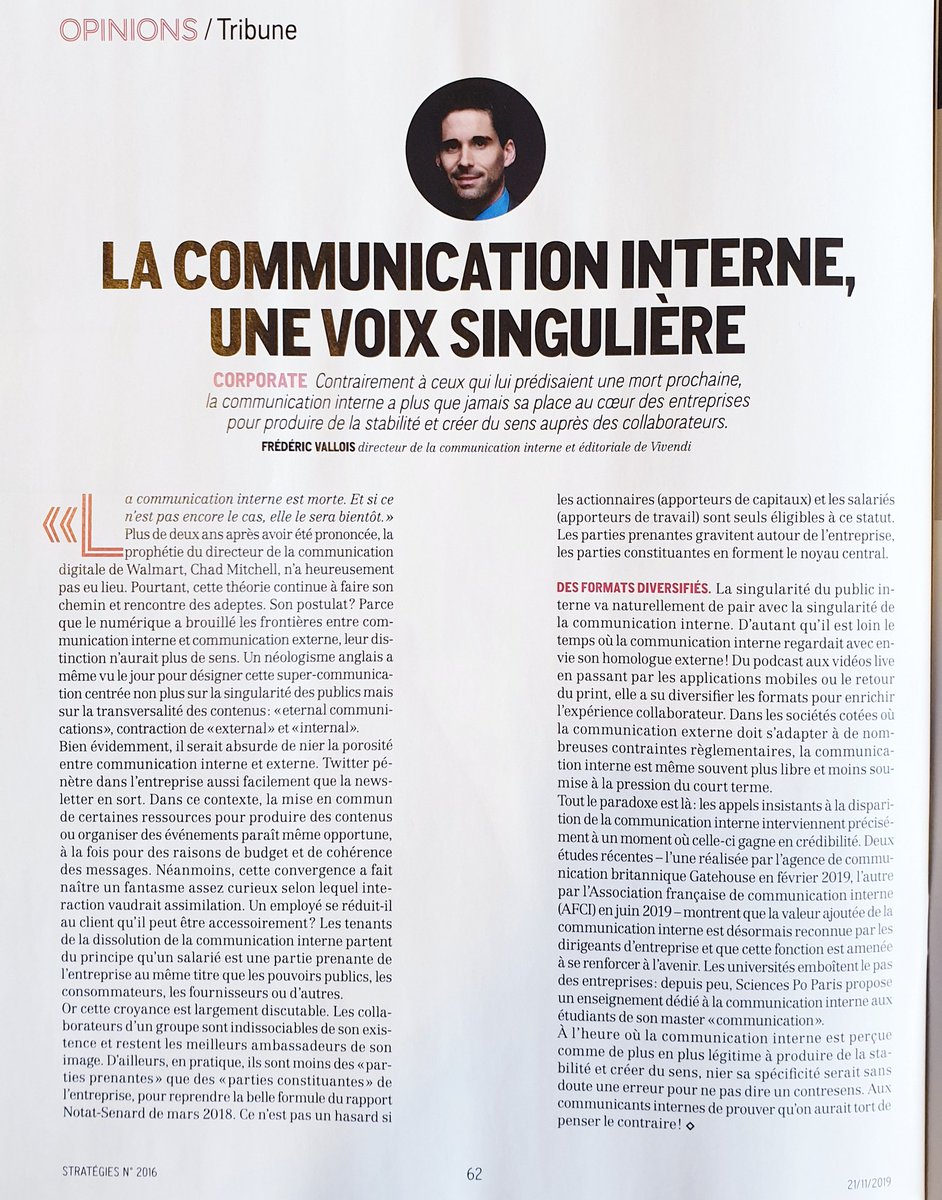 Dissoudre la communication interne dans une communication globale ? Quelle drôle d'idée ! Ma tribune dans <a href="/Strategies/">Strategies</a> #ComInterne
